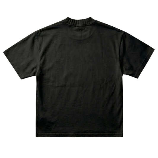 Ribbed Neck Tee [Black]