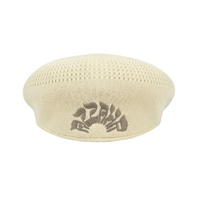 Puff Embroidered Flat Cap [Cream]