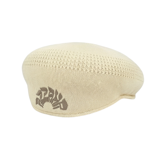 Puff Embroidered Flat Cap [Cream]