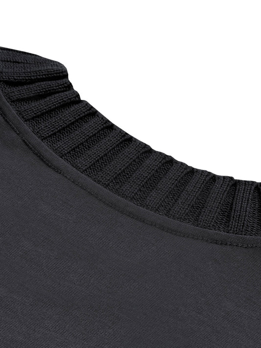 Ribbed Neck Tee [Black]